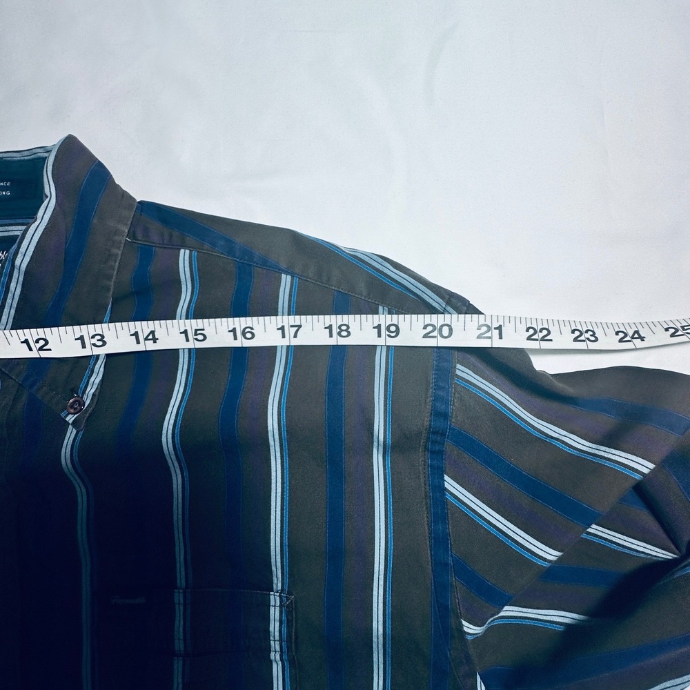 Faconnable Men's Brown Striped Button Down Long Sleeve Shirt Size L Casual - Picture 7 of 8